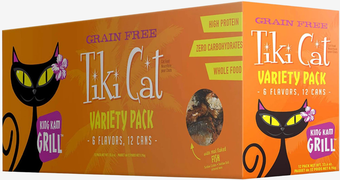 Tiki Pets Cat King Kamehameha Luau Variety Pack 2.8oz. (Case of 12)