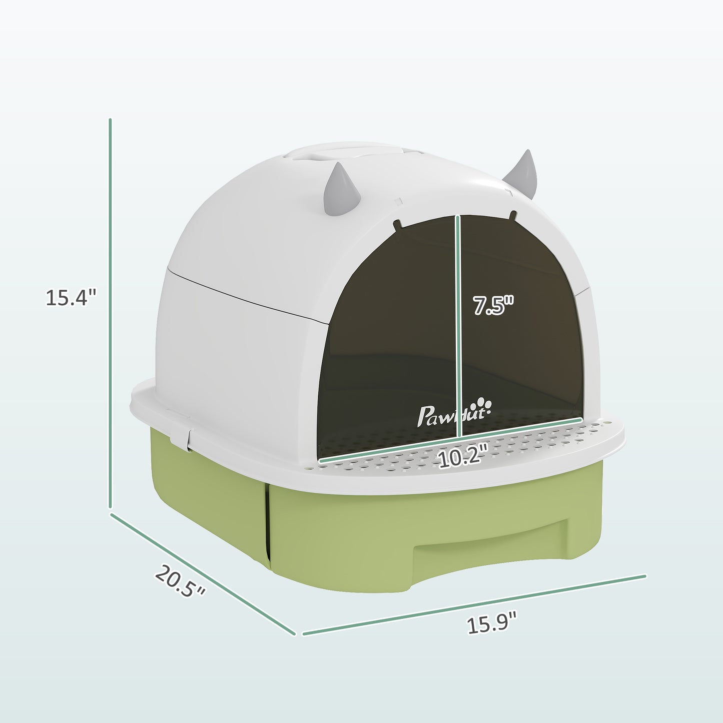PawHut Covered Cat Litter Box with Lid, Scoop, Deodorizing Bags for Odor Control, Privacy, Easy to Clean, Green