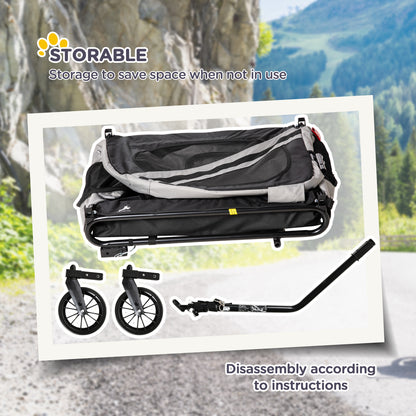 2-in-1 Pet Bike Trailer for Small Dogs, Road-Visibility Dog Stroller Bicycle Carrier, Weather-Strong Bike Wagon Trailer Sidecar Attachment, Gray