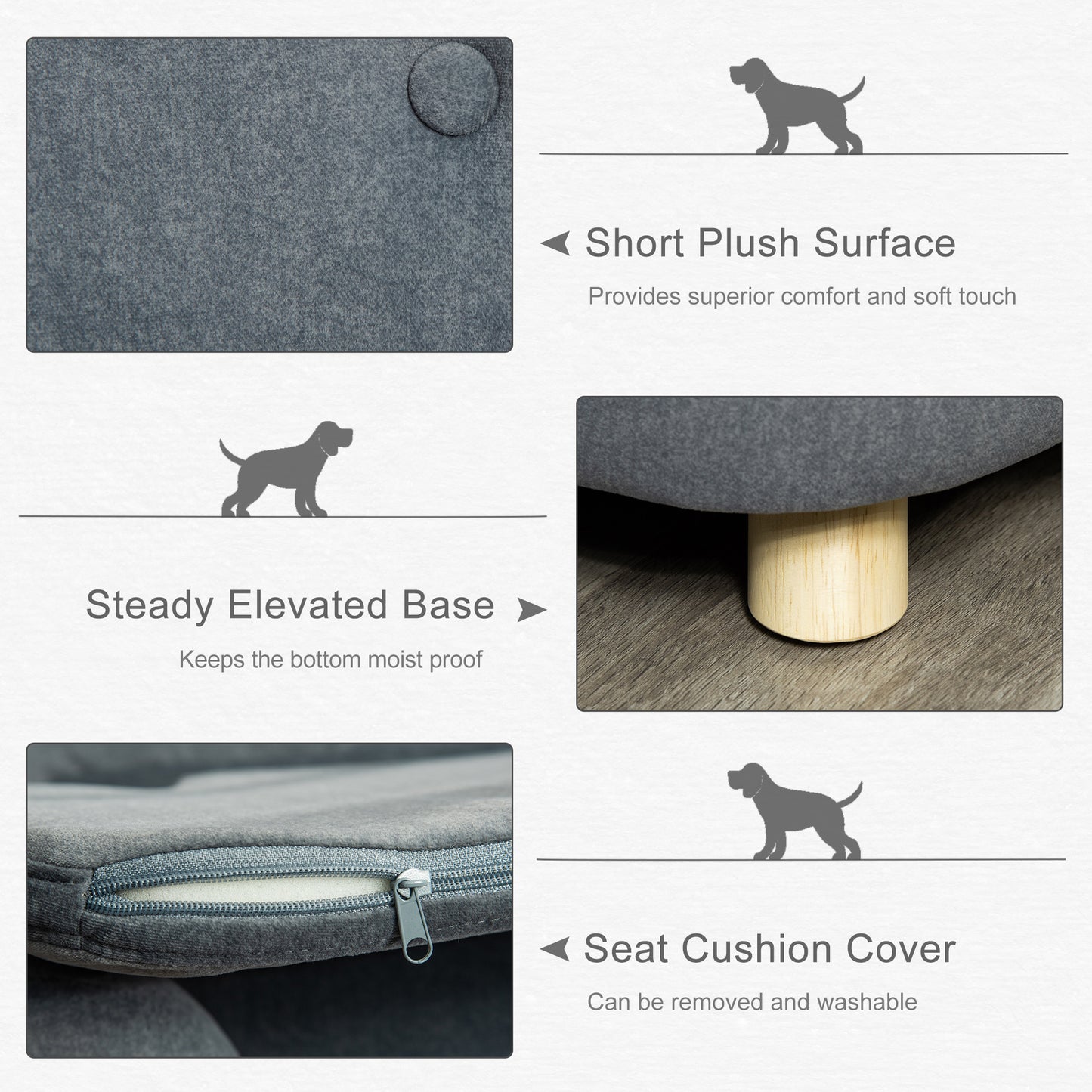 PawHut Miniature Dog / Cat Couch w/ Washable and Removable Cushion, Waterproof Cover, Gray