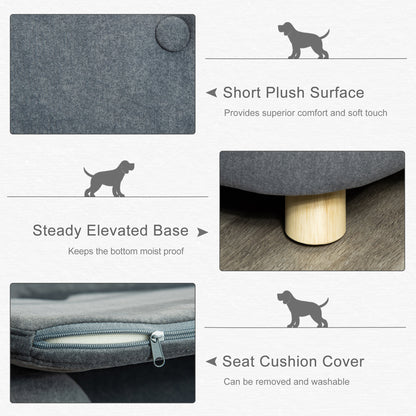 PawHut Miniature Dog / Cat Couch w/ Washable and Removable Cushion, Waterproof Cover, Gray