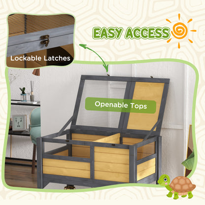 PawHut Tortoise Habitat with Shelf Storage Tortoise Gift Accessory with Weather Protection for Indoor, Yellow