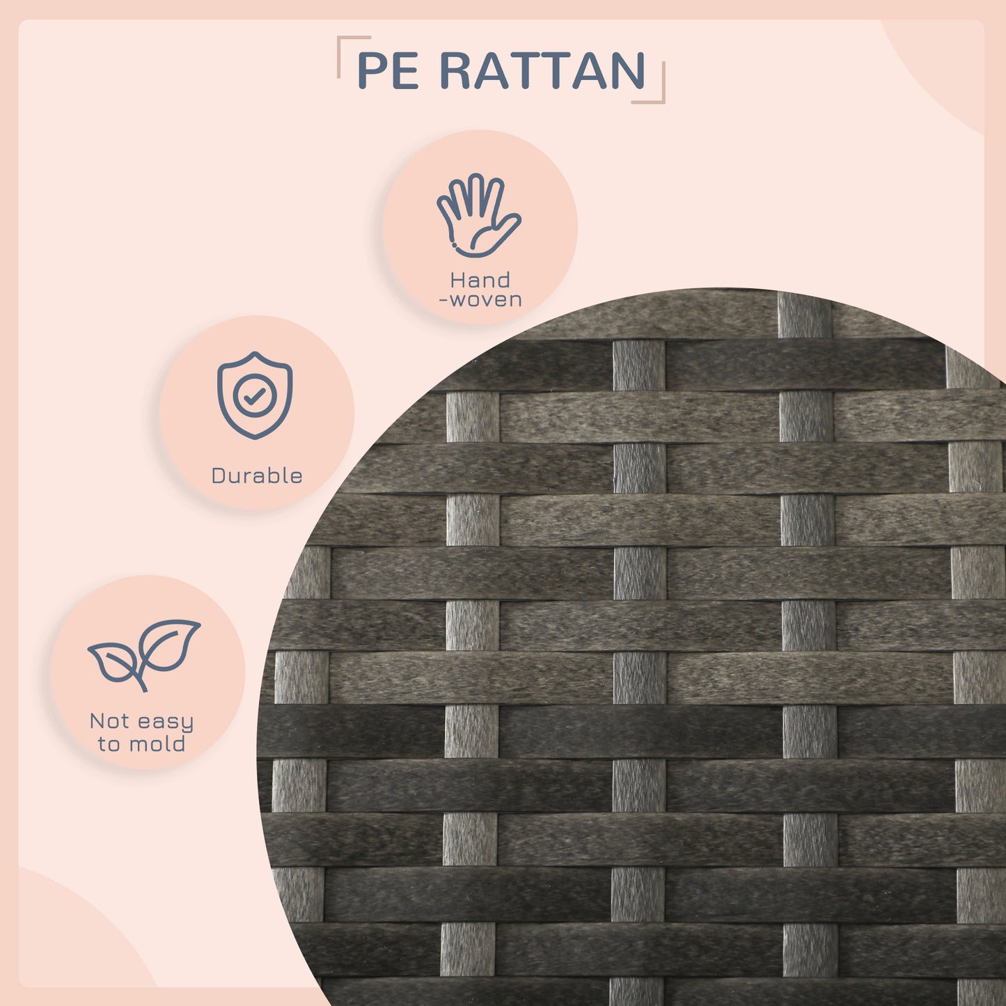 PawHut Outdoor Dog Bed with Canopy, Rattan Dog Bed with Soft Cushion Removable Cover for Medium and Large Dogs, Dark Gray