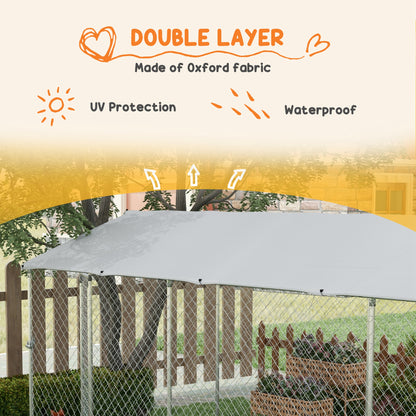 PawHut 19.7' x 7.5' x 7.5' Outdoor Dog Kennel for Large-Sized Dogs with Waterproof UV Resistant Roof, Silver