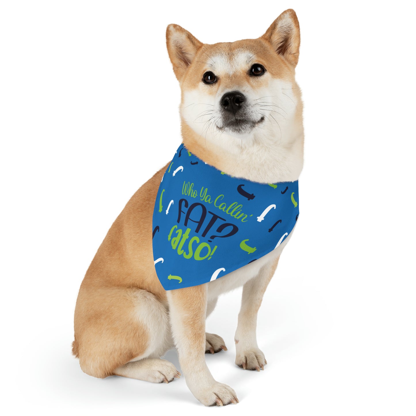 Who Ya Callin' Fat Blue Pet Bandana Collar