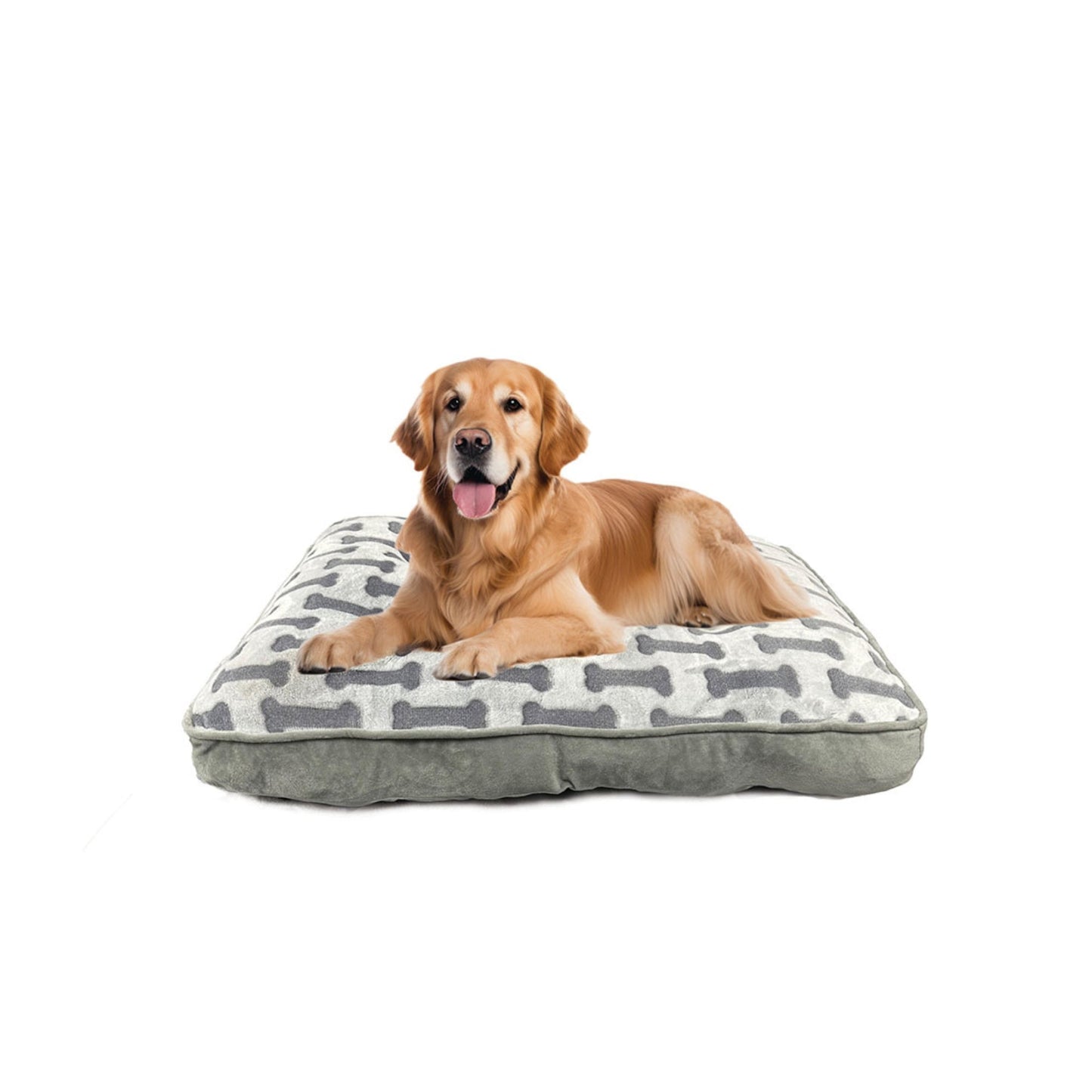 Ethical Pet Sleep Zone Luxe Bone Print Pillow 38" Lt Gray