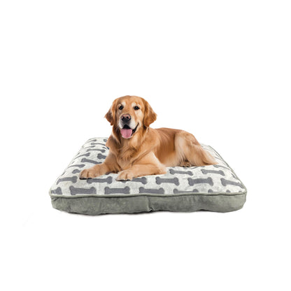Ethical Pet Sleep Zone Luxe Bone Print Pillow 38" Lt Gray