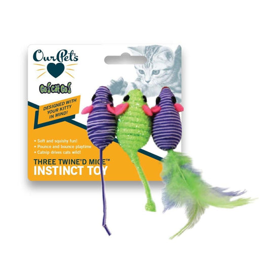 OurPets Three Twined Mice Catnip Toy 3 pk