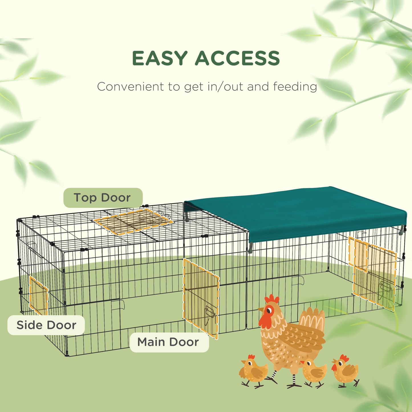 PawHut 73" Outdoor Playpen for Rabbits, Chickens, Chinchillas – Green