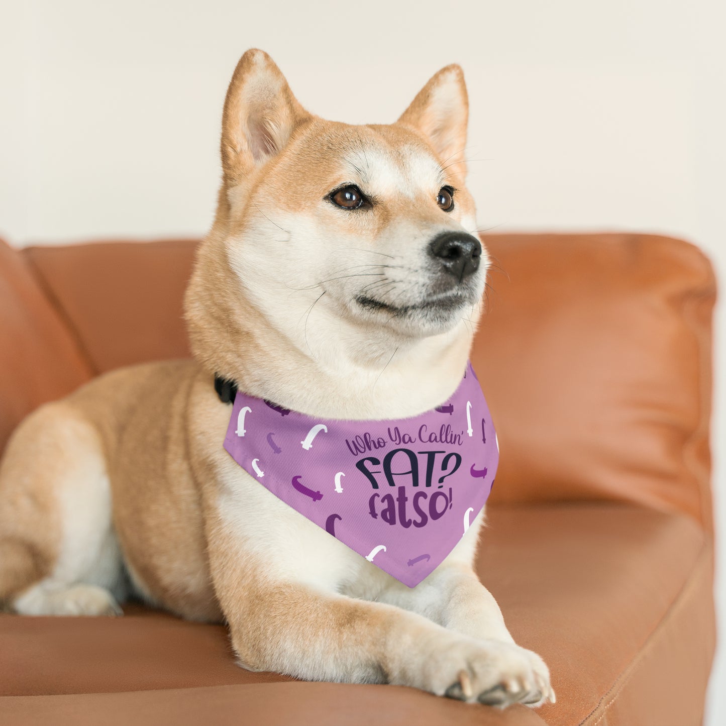 Who Ya Callin' Fat Purple Pet Bandana Collar