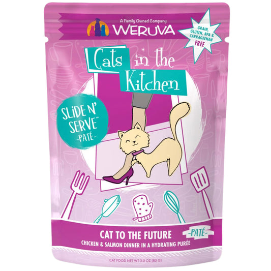 Cats In The Kitchen Slide N Serve Cat to The Future Chicken and Salmon Dinner 3oz. Pouch (Case of 12)