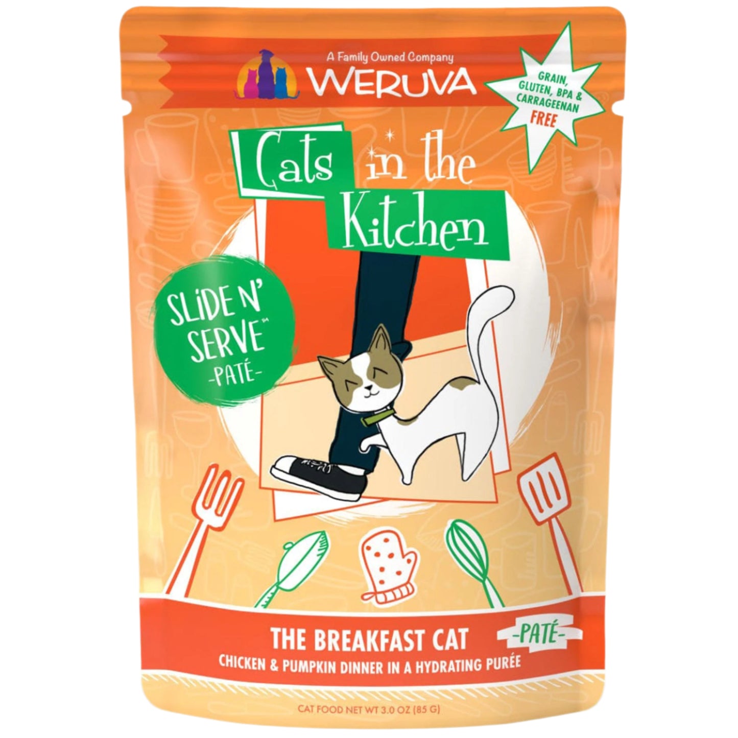 Cats In The Kitchen Slide N Serve The Breakfast Cat Chicken and Pumpkin Dinner 3oz. Pouch (Case of 12)