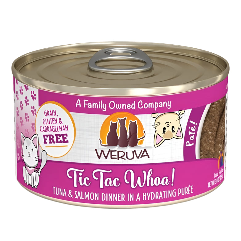 Weruva Cat Pate Tic Tac Whoa! Tuna and Salmon Dinner 3oz. (Case of 12)