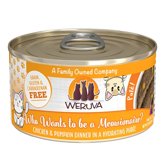 Weruva Cat Pate Who wants to be a Meowionaire Chicken and Pumpkin Dinner 3oz. (Case of 8)