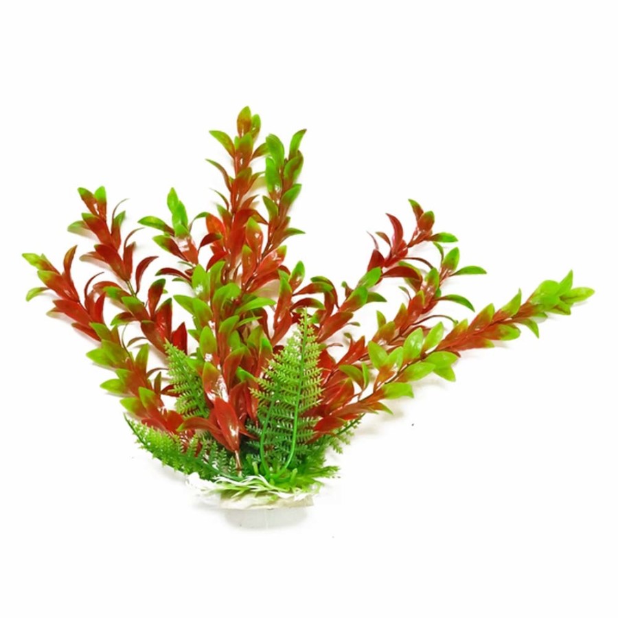 Aquatop Hygro Aquarium Plant with Weighted Base Green, Red 6 in