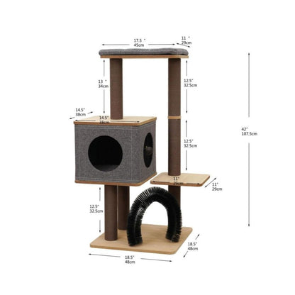 PetPals Elevate 3-Level Cat Tree Brown & Grey 42 in