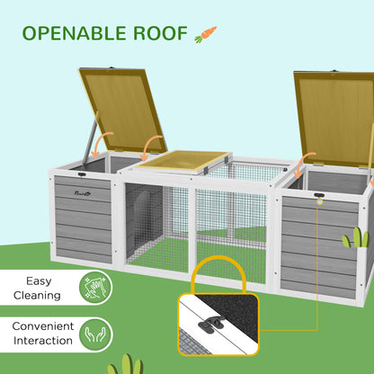 PawHut 55″ Outdoor Rabbit Hutch – Dual Living Areas & Asphalt Roofs