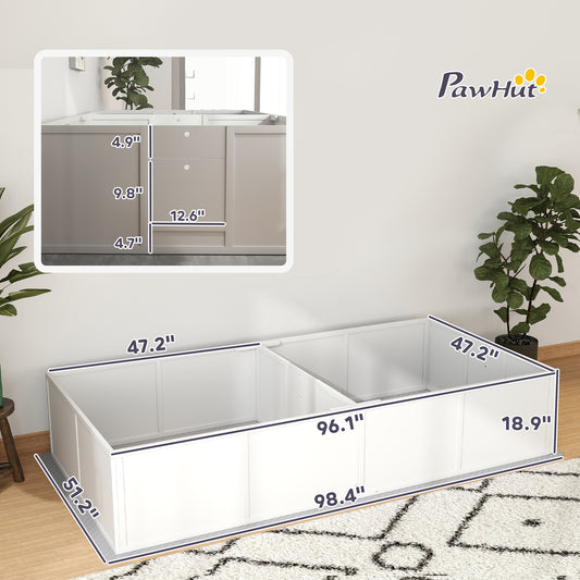 PawHut Whelping Box for Dogs and Puppies w/ Waterproof Pee Pad & Adjustable Door for Large, Medium, Small Dogs,96" x 47" x 19"
