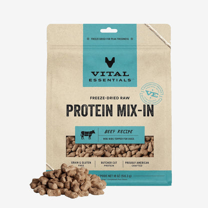 Vital Essentials Dog Freeze Dried Topper Beef 18oz.