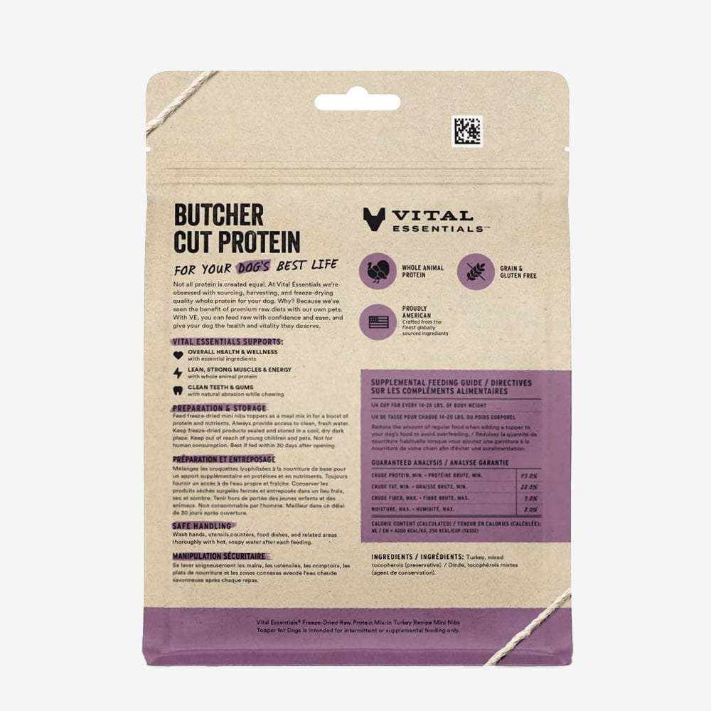 Vital Essentials Dog Freeze Dried Topper Turkey 6oz.