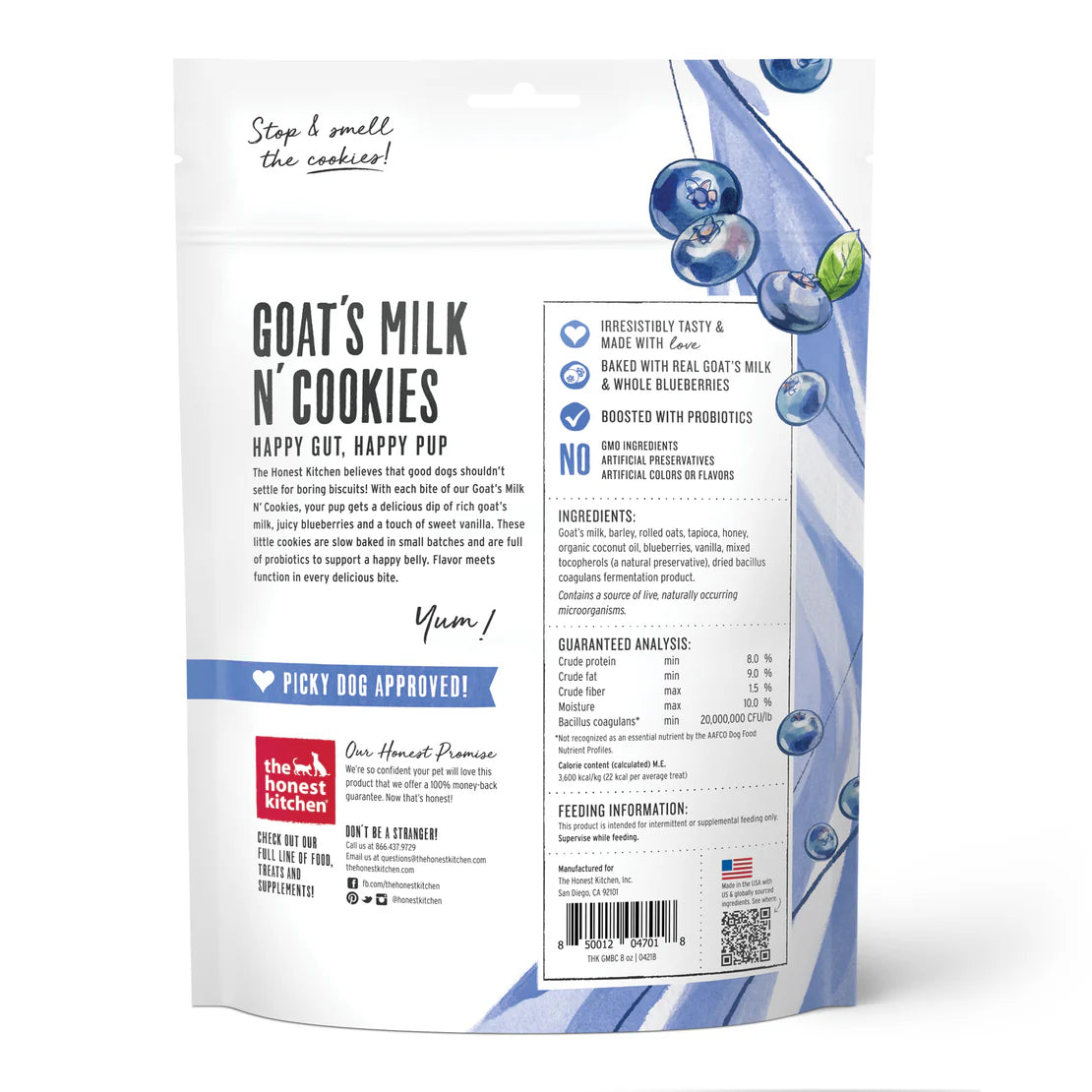 The Honest Kitchen Dog Goats Milk N Cookies Blueberry 8oz.