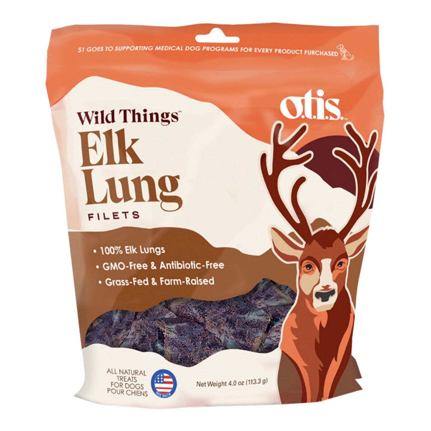 Otis Dog Wild Things Grain Free Elk Lung Filets 4oz.