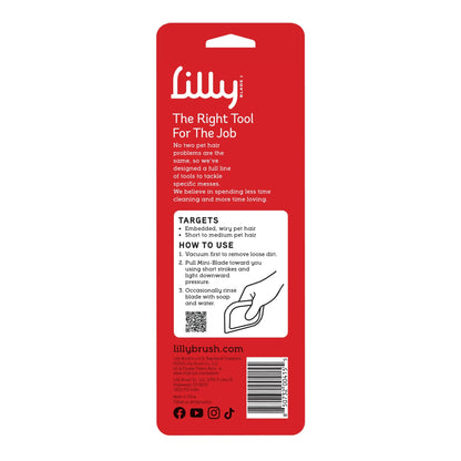 Lilly Brush Pet Hair Clean-Up Mini Blade Red Small