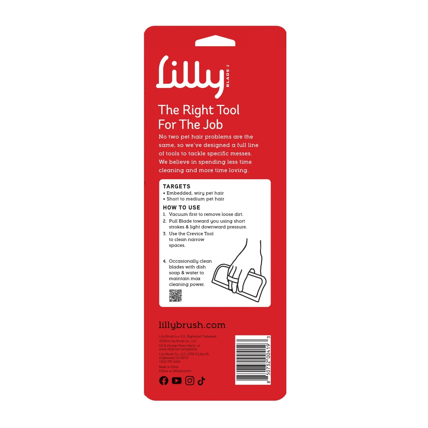 Lilly Brush Pet Hair Clean-Up Blade Kit Red Large