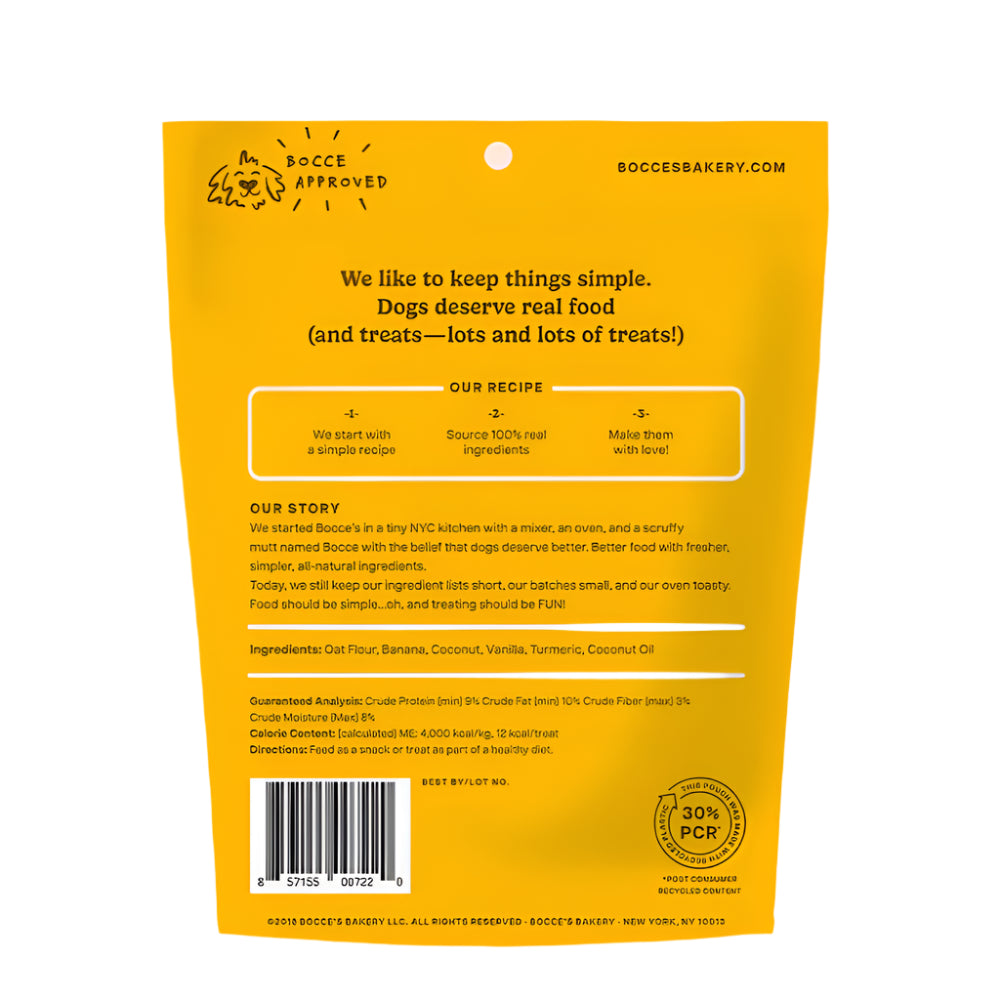Bocce's Bakery Dog Biscuits Turmeric Latte 5oz. (Pack of 3)