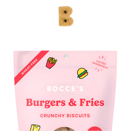 Bocce's Bakery Dog Biscuits Burgers And Fries 5oz.