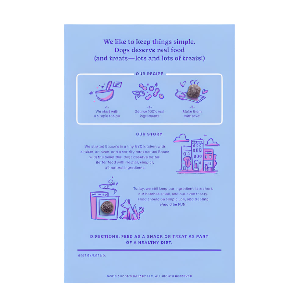 Bocces Dog Crispies Peanut Butter And Blueberry 10oz.