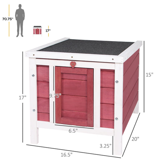PawHut Small Wooden Rabbit Hutch Bunny Cage Guinea Pig Cage Duck House Dog House with Openable & Waterproof Roof, for Rabbits, Chickens, Ducks, Red