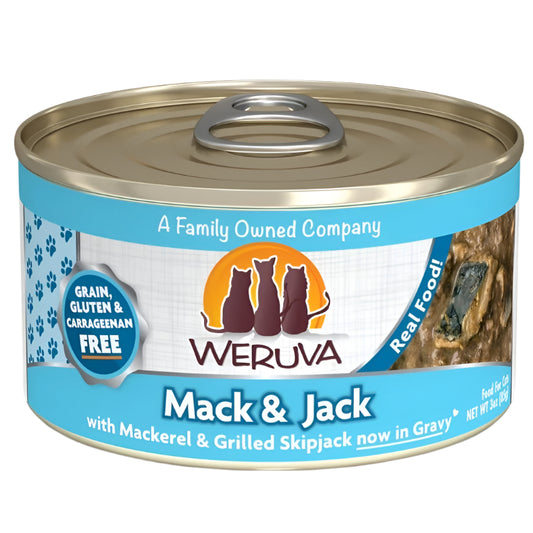 Weruva Mack and Jack with Mackerel and Grilled Skipjack in Gravy 3oz. (Case of 24)
