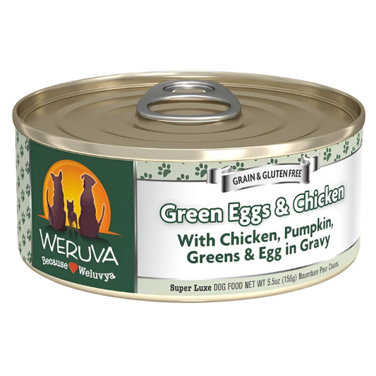 Weruva Dog Green Eggs and Chicken with Chicken; Pumpkin; Greens and Egg in Gravy 5.5oz. (Case of 24)