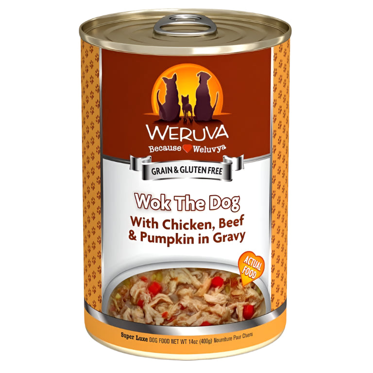 Weruva Wok The Dog With Chicken; Beef And Pumpkin In Gravy 14oz. (Case of 12)