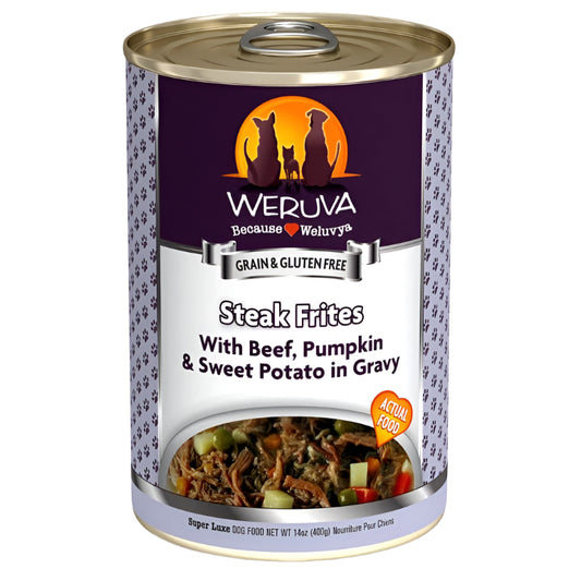 Weruva Dog Steak Frites With Beef; Pumpkin And Sweet Potato In Gravy 14oz. (Case of 12)