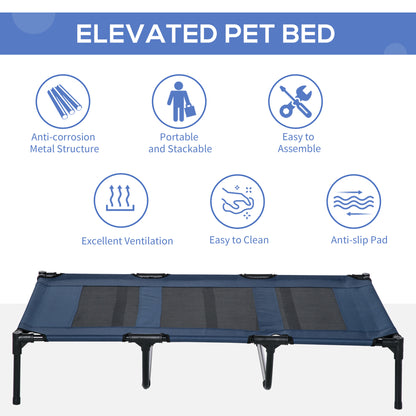 PawHut 48" x 36" Elevated Breathable Dog Bed w/ Carry Bag Dark Blue