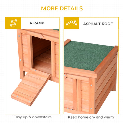 PawHut Small Wooden Rabbit Hutch Bunny Cage Guinea Pig Cage Duck House Dog House with Openable & Waterproof Roof, for Rabbits, Chickens, Ducks, Natural