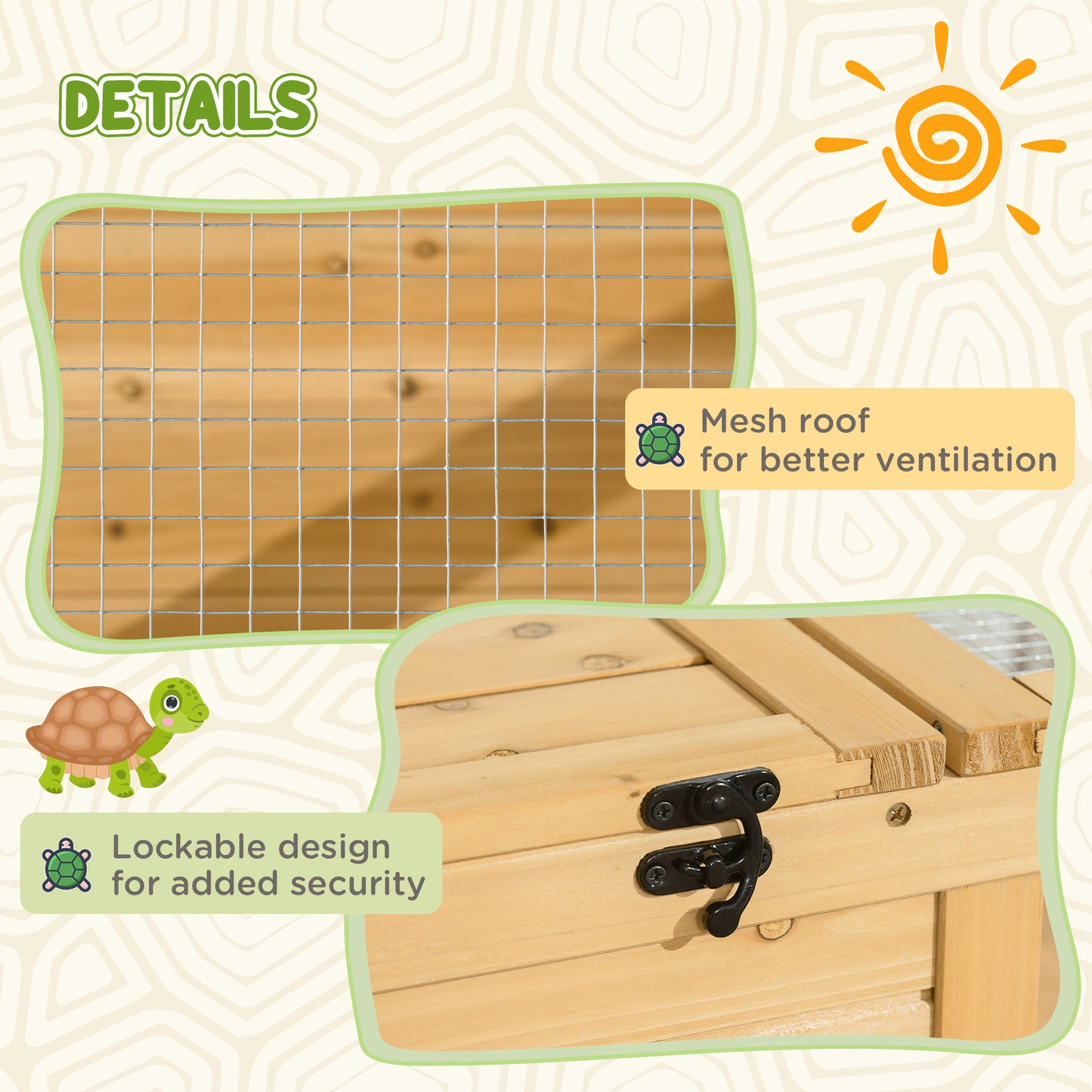 PawHut Wooden Reptile Cage with Top Access for Turtles, Lizards, Snakes, Yellow