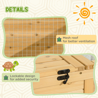 PawHut Wooden Reptile Cage with Top Access for Turtles, Lizards, Snakes, Yellow