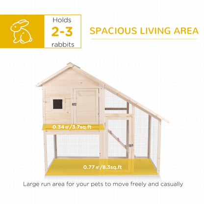 PawHut 55" L 2-Tier Wooden Rabbit Hutch Bunny Cage