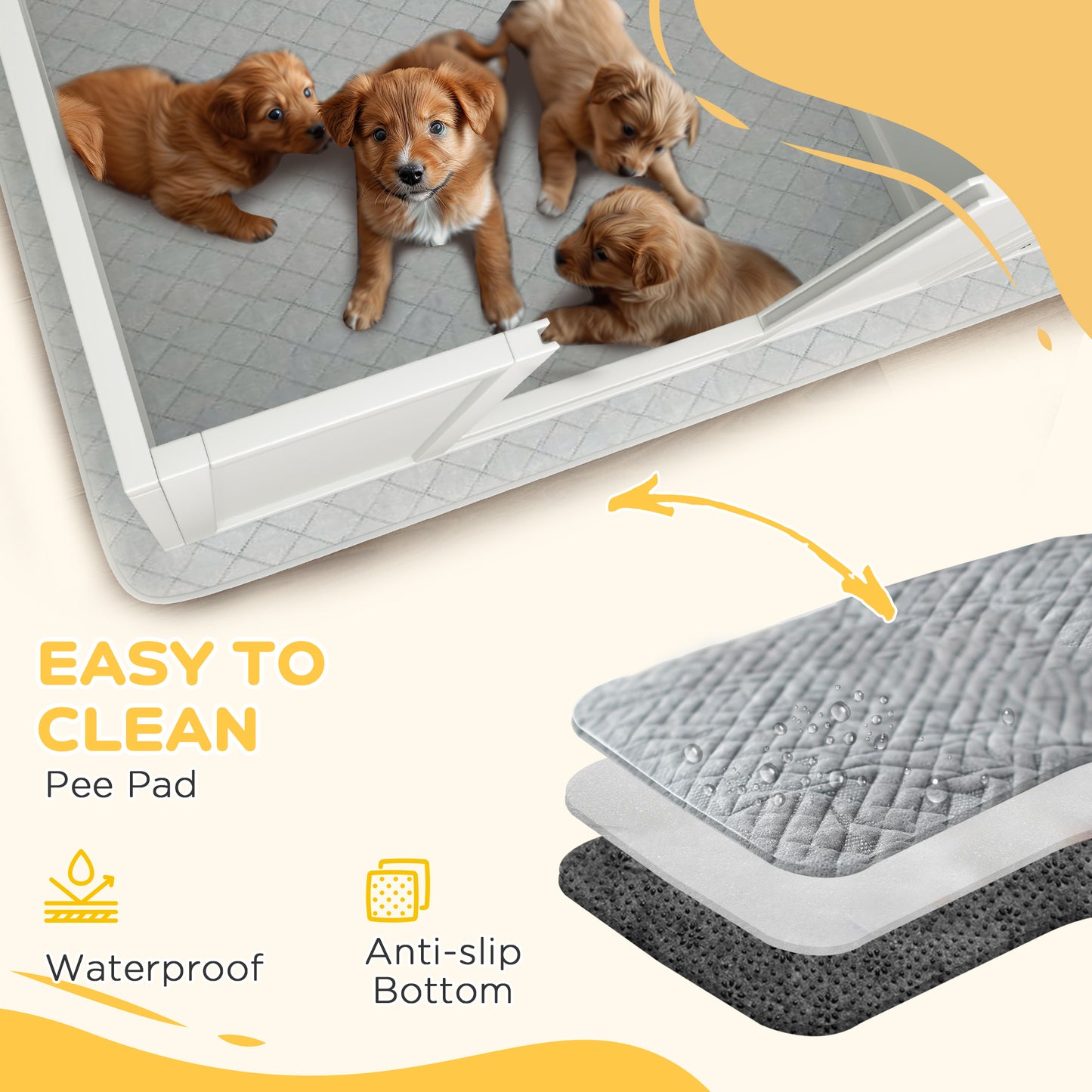 PawHut Whelping Box for Puppies with Pee Pad, Pig Rail, Adjustable Door for Small, Medium & Large Breed Dogs Birth, 41" x 39"