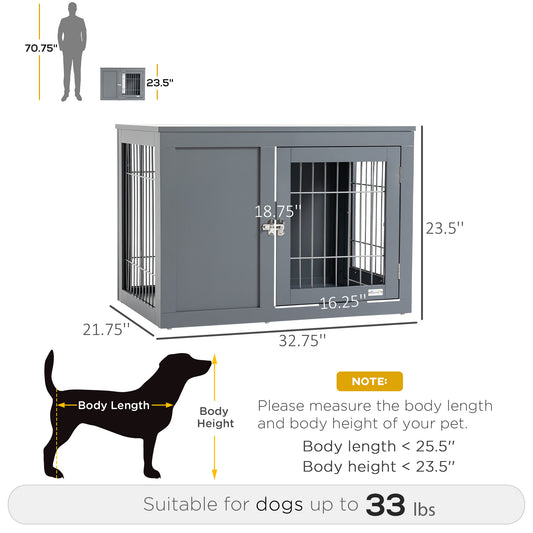 PawHut Furniture Style Dog Crate End Table, w/ Double Doors for Small & Medium Dogs