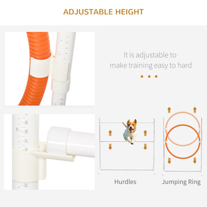PawHut 7pc Agility Training Equipment for Dogs w/ Tunnels, Weave Poles Adjustable Hurdle, Jumping Ring, Pause Box, Blue