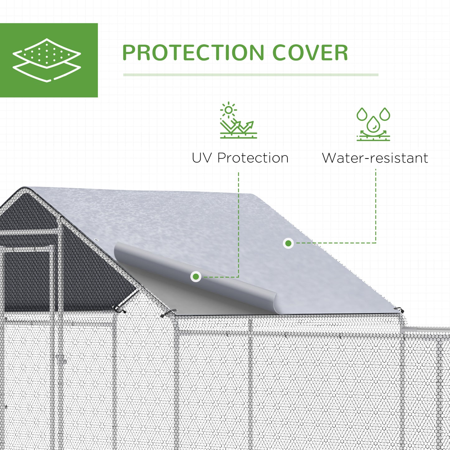 PawHut 23' x 6.6' Large Chicken Coop with Weather-Resistant Cover for 12-14 Chickens, Silver