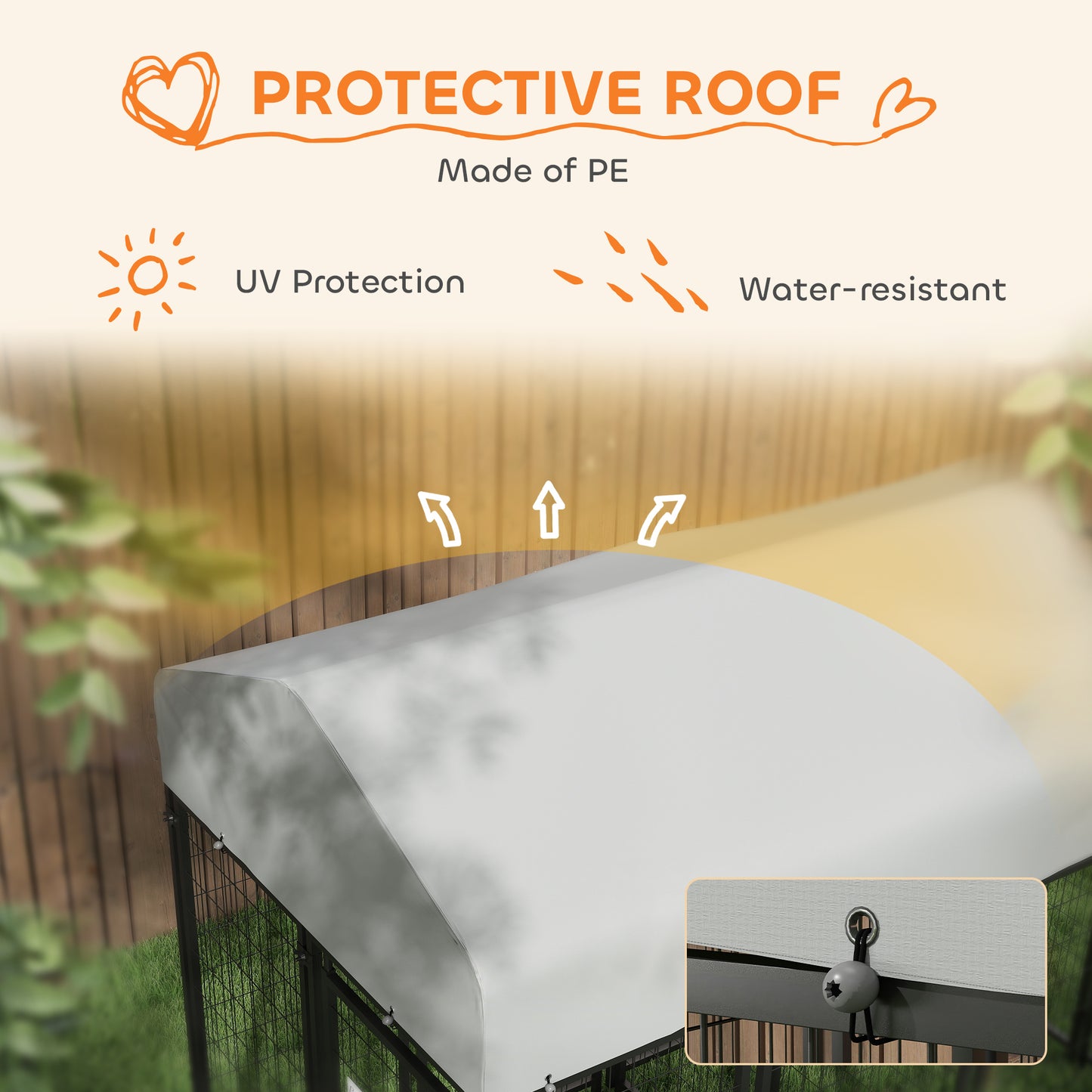 PawHut Outdoor Dog Kennel with Two-Room Design, Water-Resistant & Sun-Proof Cover, for S, M, L Dogs, 8' x 4' x 6'