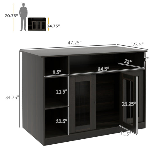 PawHut 47" Dog Crate Furniture with Storage, for Large Medium Dogs, Brown