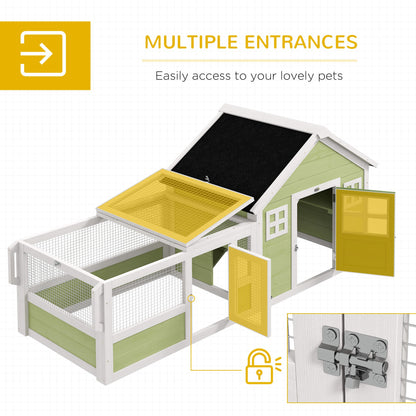 PawHut 64″ Wheeled Outdoor Rabbit Hutch w/ Asphalt Roof