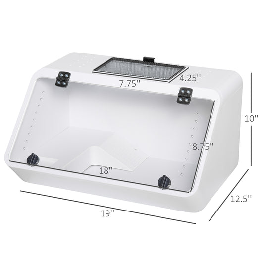 PawHut Small Turtle Tank with Basking Platform, Reptile Aquarium Cage with Feeding Trough, Box Turtle Habitat and Hermit Crab Habitat, Clear Sunlight Window, Indoor and Outdoor