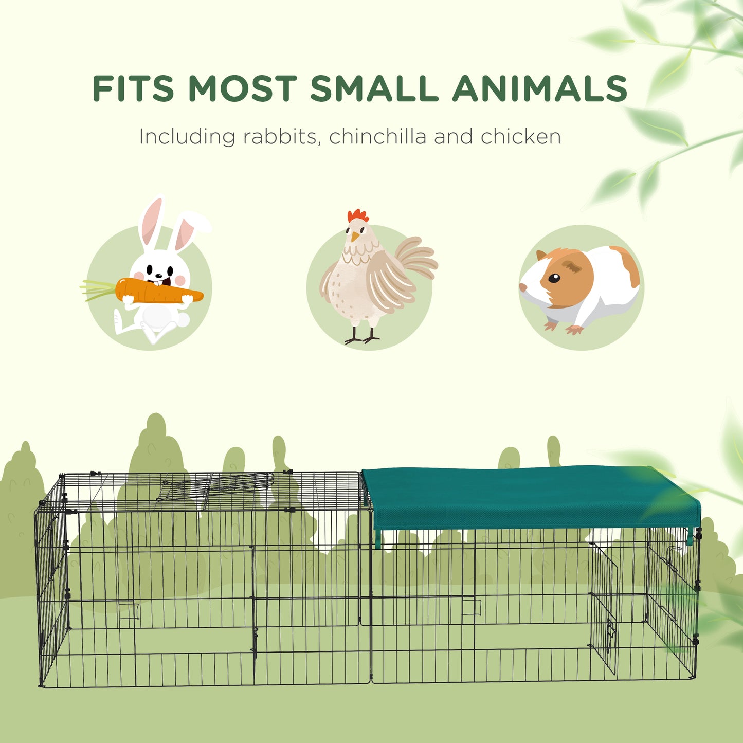 PawHut 73" Outdoor Playpen for Rabbits, Chickens, Chinchillas – Green